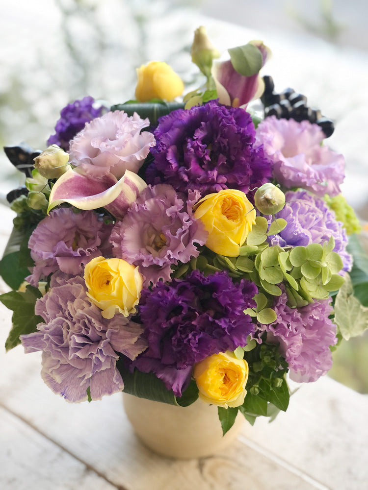 フラワーアレンジメント バービーパープル