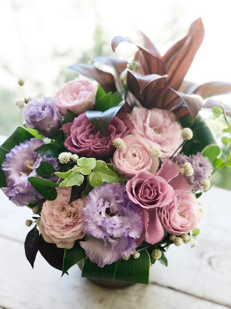 フラワーアレンジメント ピンクシャーベット・パープル
